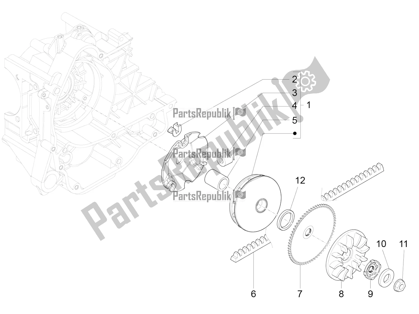 Toutes les pièces pour le Poulie Motrice du Piaggio Liberty 50 4T 2016