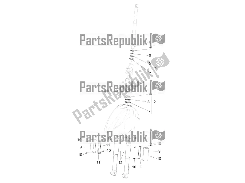 All parts for the Fork/steering Tube - Steering Bearing Unit of the Piaggio Liberty 50 4T 2016