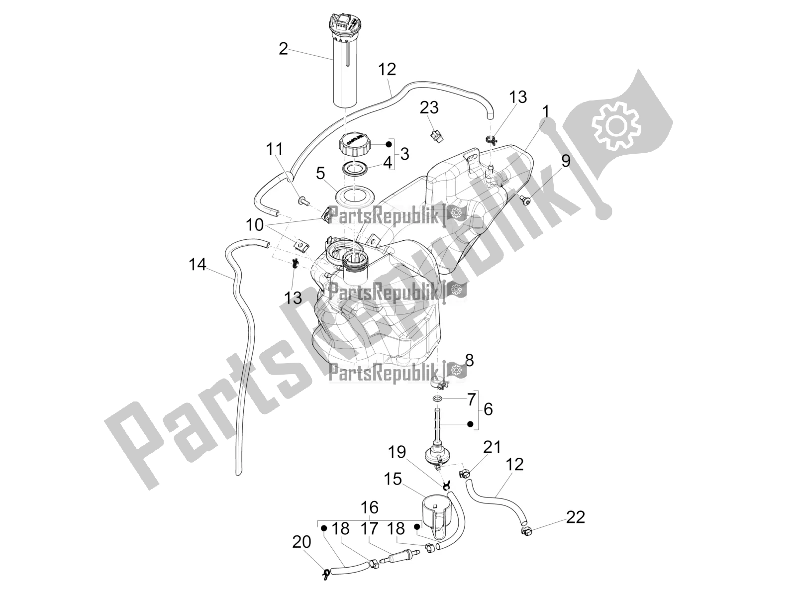 Toutes les pièces pour le Réservoir D'essence du Piaggio Liberty 50 4T 2016