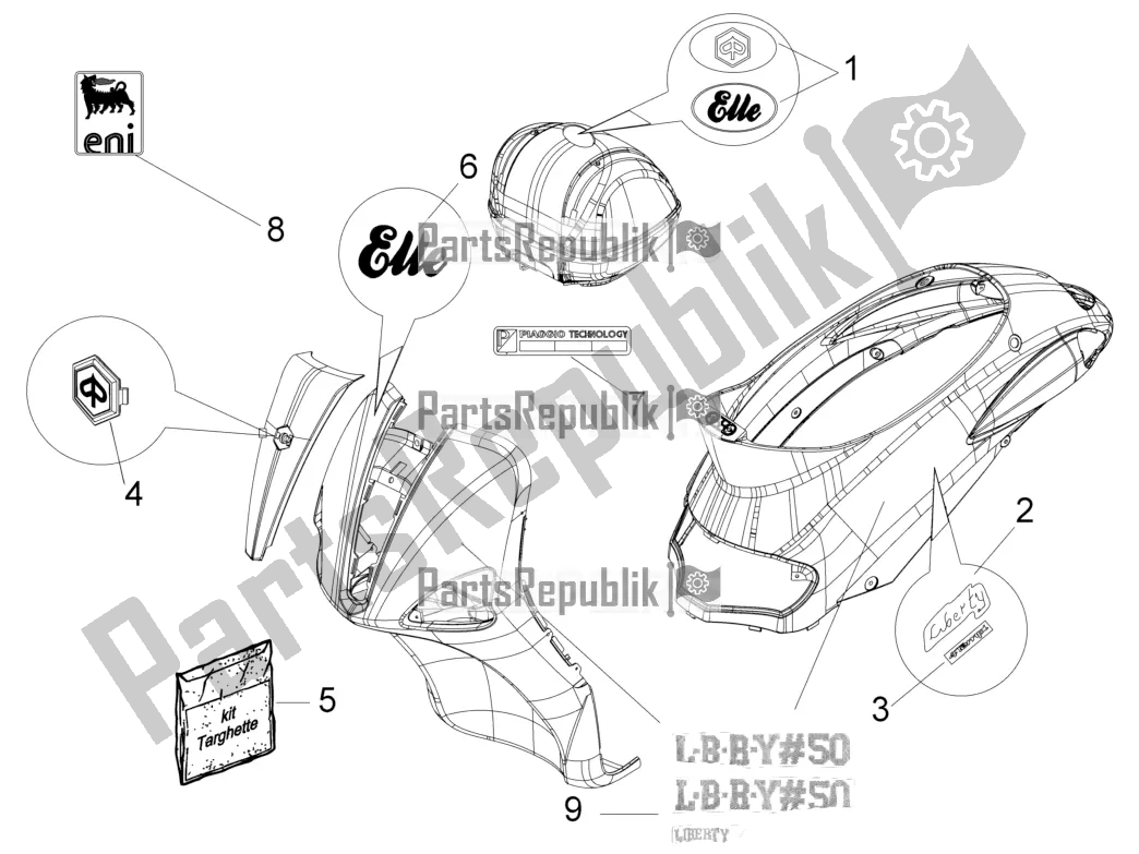 Toutes les pièces pour le Plaques - Emblèmes du Piaggio Liberty 50 4T 2016