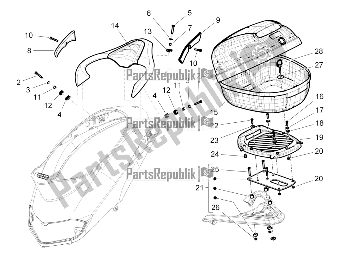 Toutes les pièces pour le Porte-bagages Arrière du Piaggio Liberty 50 4T 2016