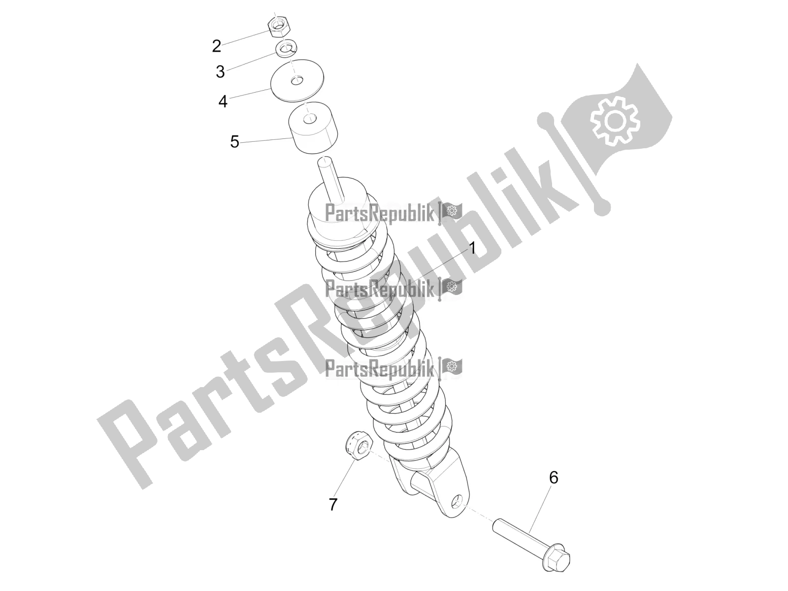 Toutes les pièces pour le Suspension Arrière - Amortisseur / S du Piaggio Liberty 50 4T 2016