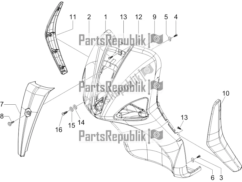 Toutes les pièces pour le Bouclier Avant du Piaggio Liberty 50 4T Delivery 2016