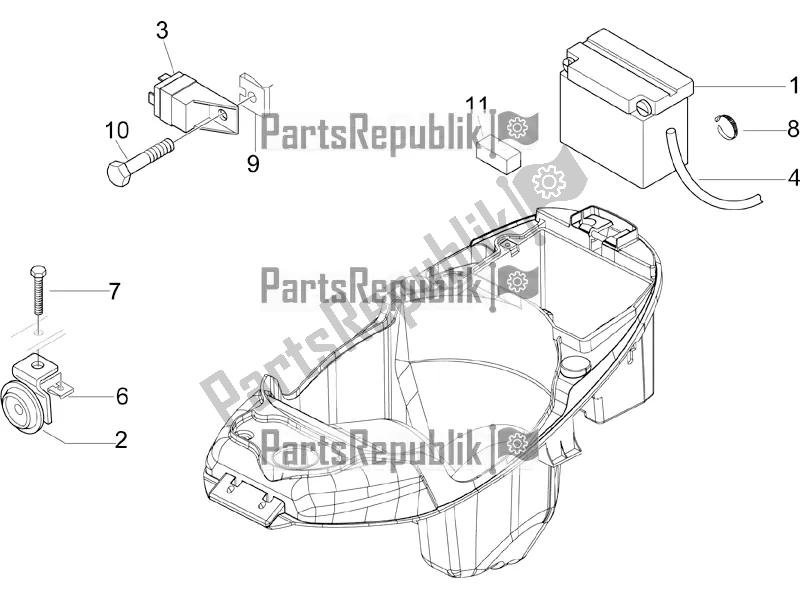 Tutte le parti per il Interruttori Del Telecomando - Batteria - Avvisatore Acustico del Piaggio Liberty 50 4T Delivery 2016