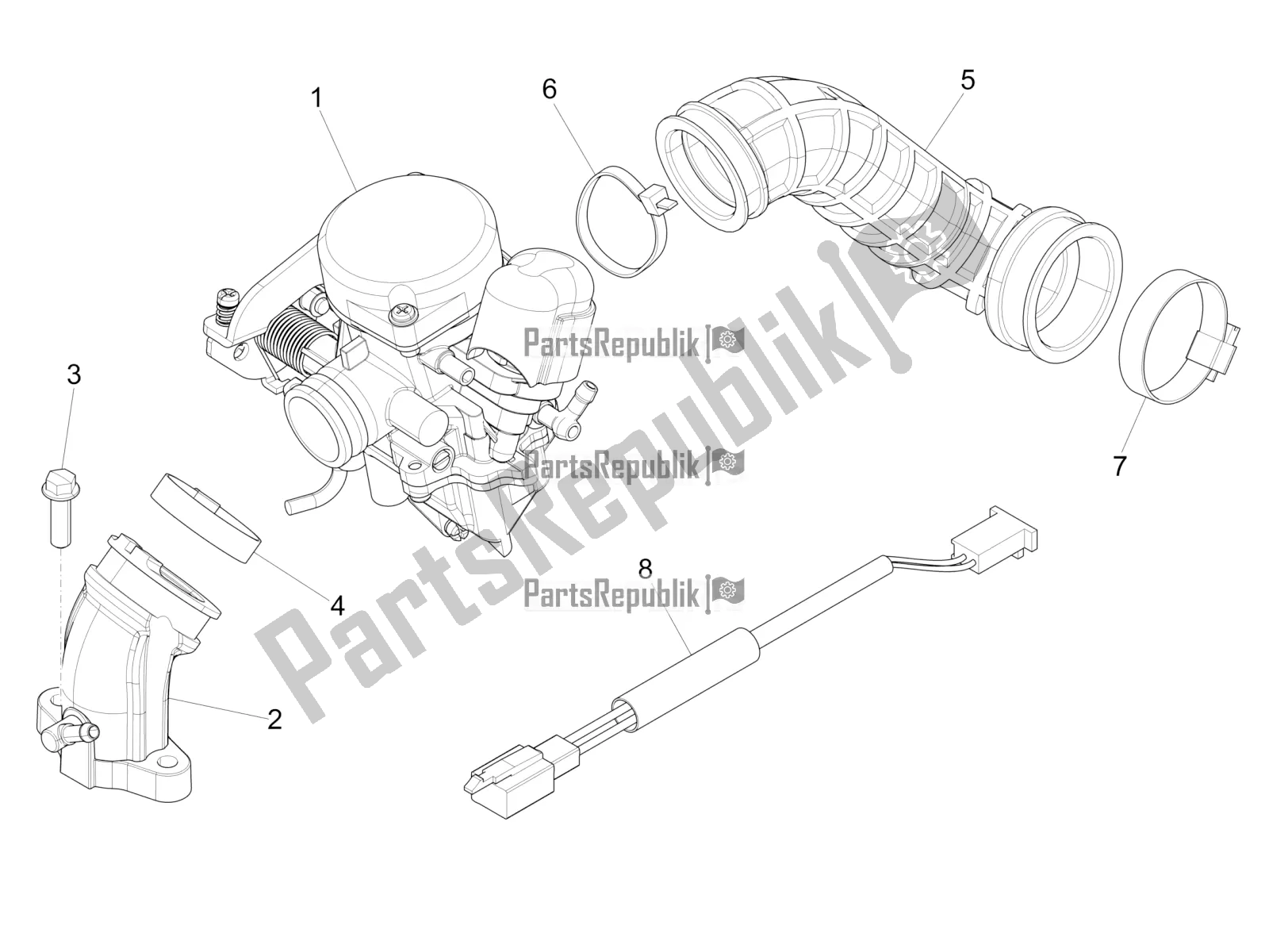 Toutes les pièces pour le Carburateur, Montage - Tuyau Union du Piaggio Liberty 50 4T Delivery 2017