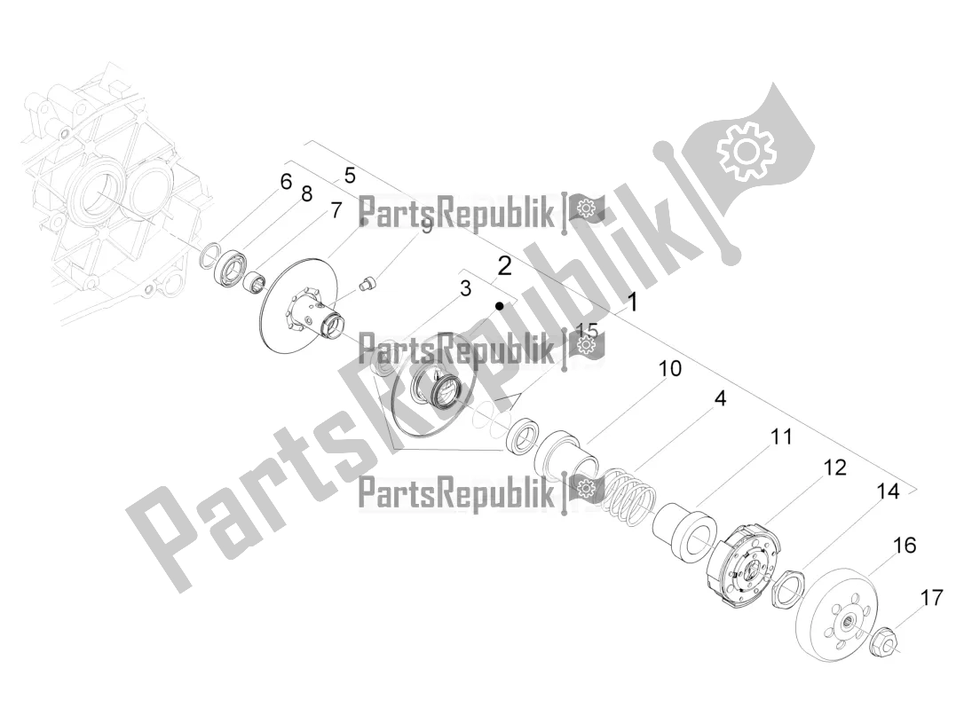 All parts for the Driven Pulley of the Piaggio Liberty 50 4T Delivery 2017