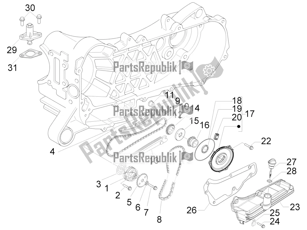 Toutes les pièces pour le La Pompe à Huile du Piaggio Liberty 50 4T Delivery 2017