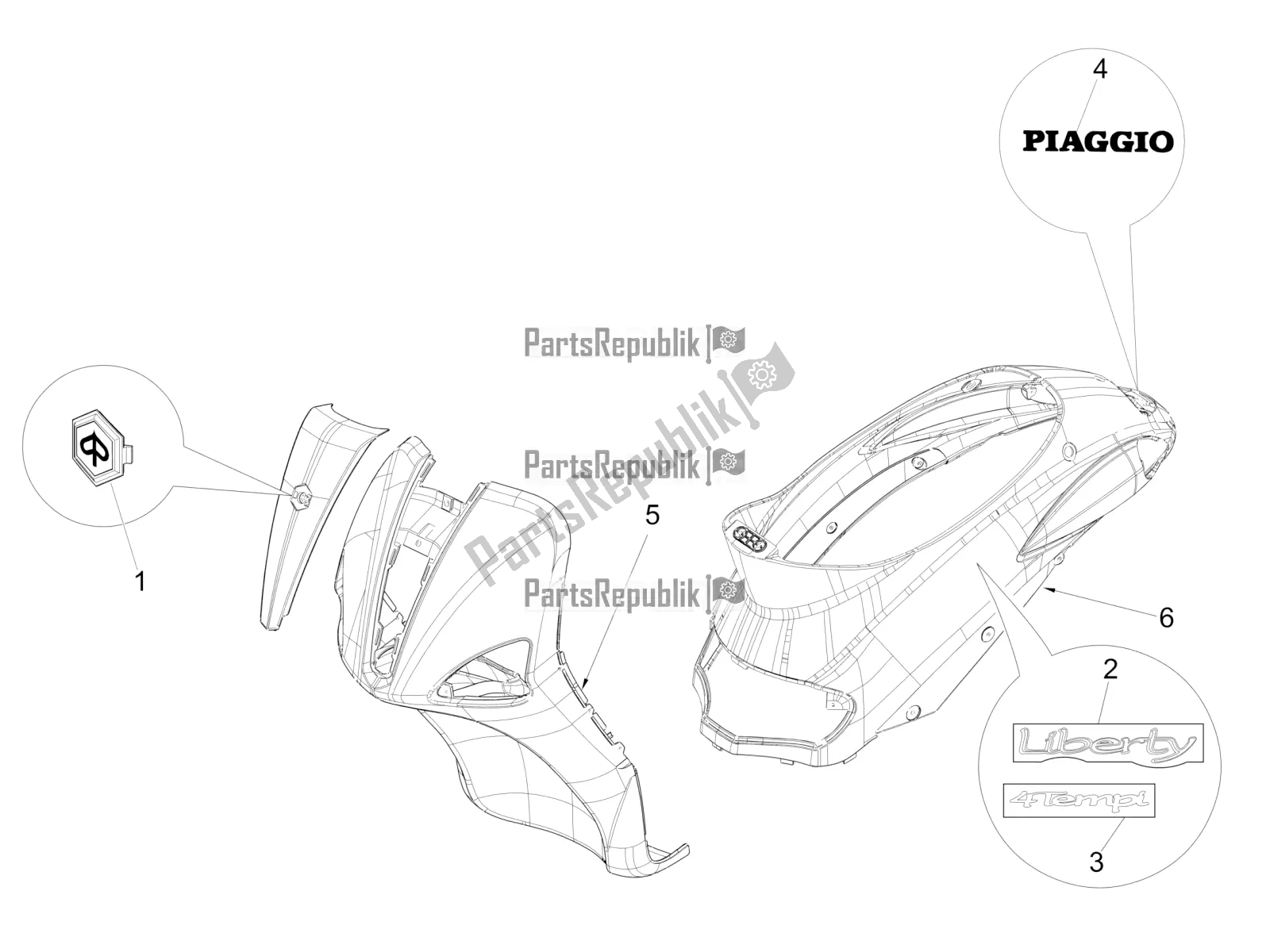 Toutes les pièces pour le Plaques - Emblèmes du Piaggio Liberty 50 4T Delivery 2017