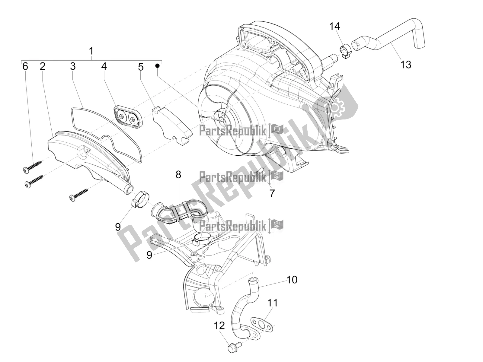 Toutes les pièces pour le Boîte à Air Secondaire du Piaggio Liberty 50 4T Delivery 2017