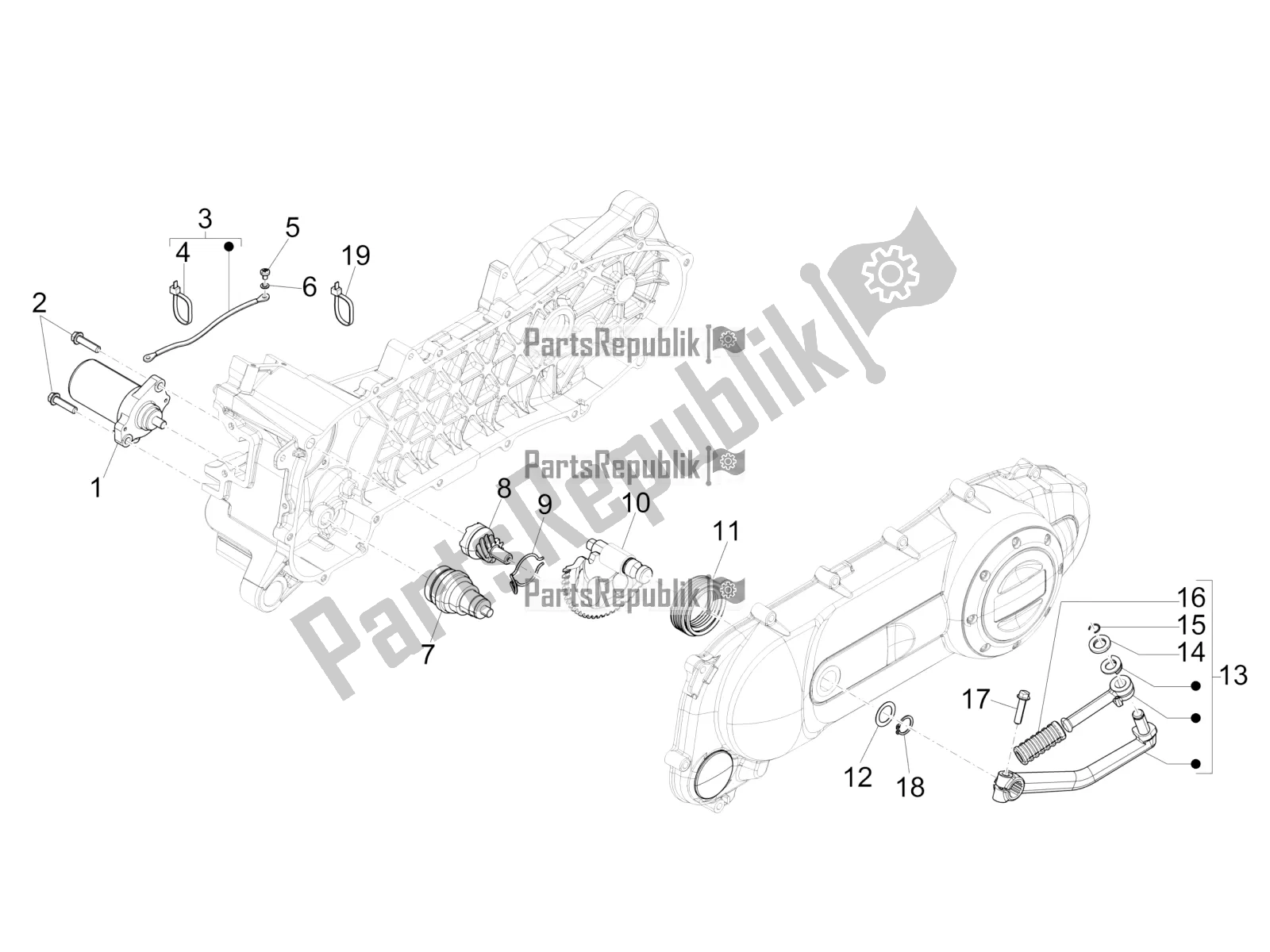 Toutes les pièces pour le Stater - Démarreur électrique du Piaggio Liberty 50 4T Delivery 2017