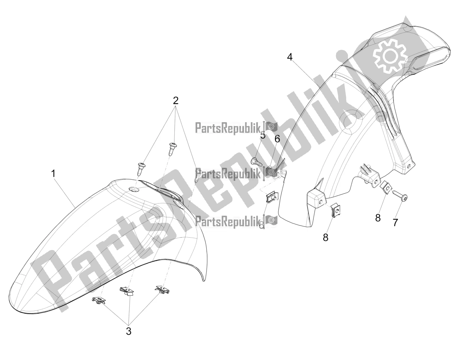 Tutte le parti per il Passaruota - Parafango del Piaggio Liberty 50 4T PTT 2016