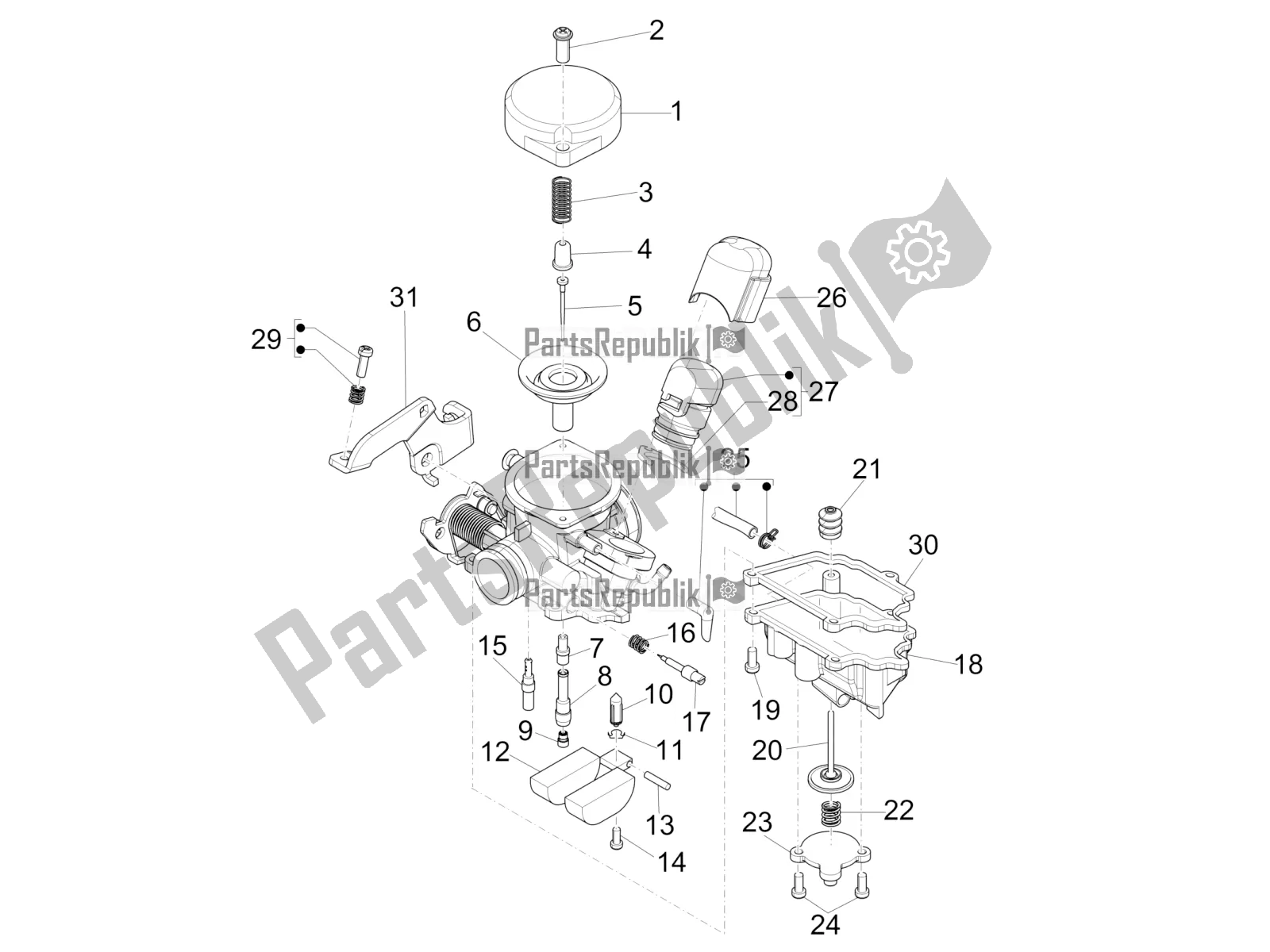 All parts for the Carburetor's Components of the Piaggio Liberty 50 4T PTT 2017