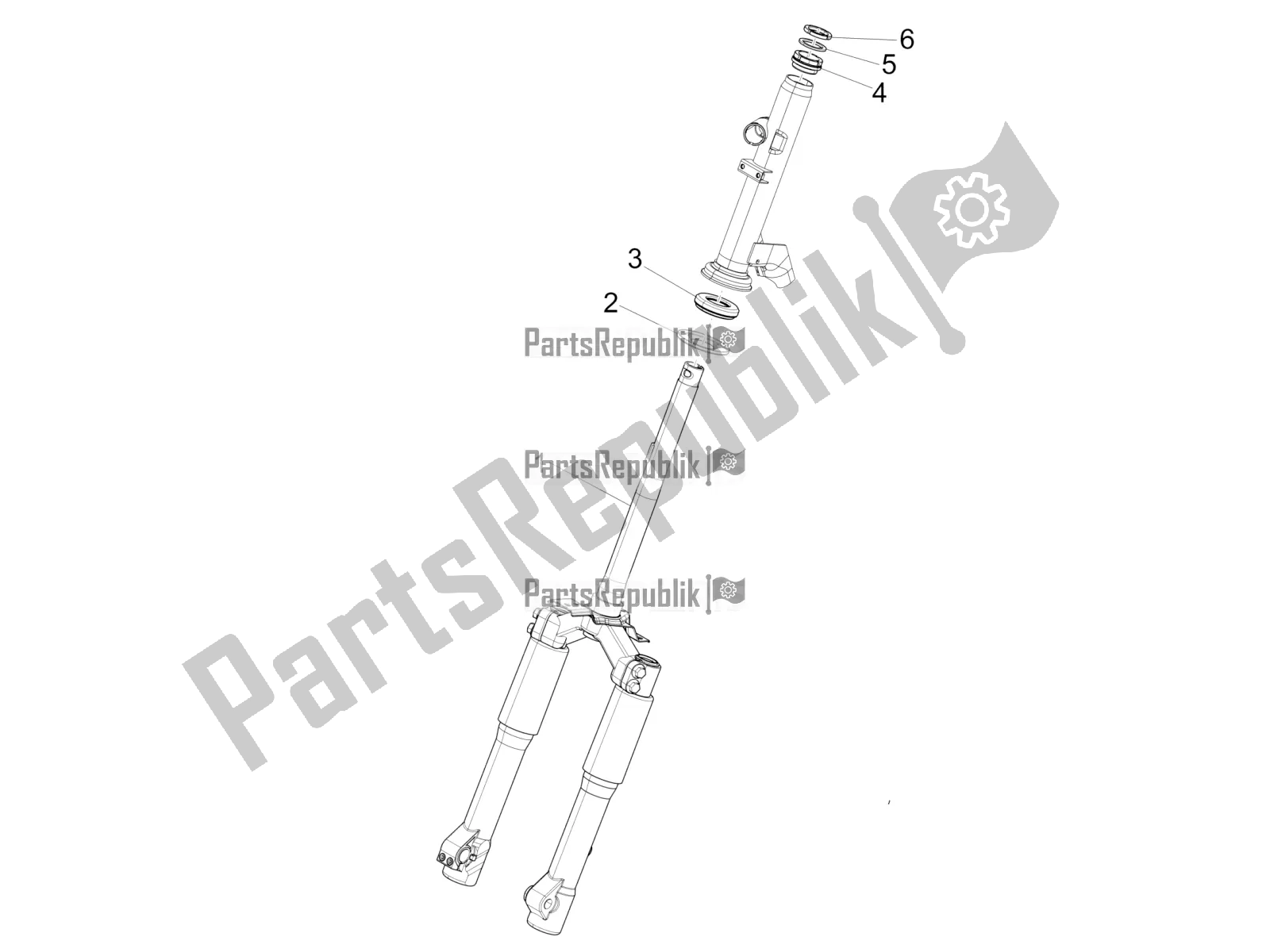 All parts for the Fork/steering Tube - Steering Bearing Unit of the Piaggio Liberty 50 4T PTT 2017