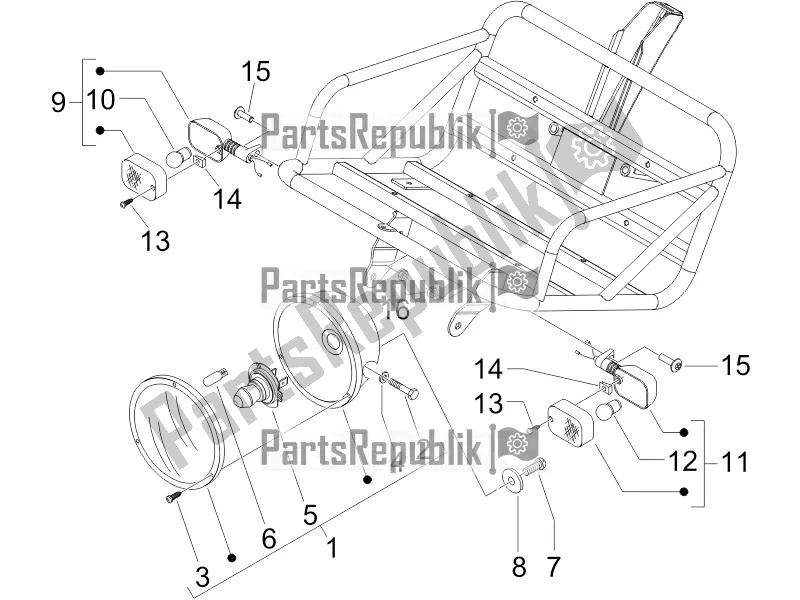 Todas las partes para Faros Delanteros - Luces Intermitentes de Piaggio Liberty 50 4T PTT 2017