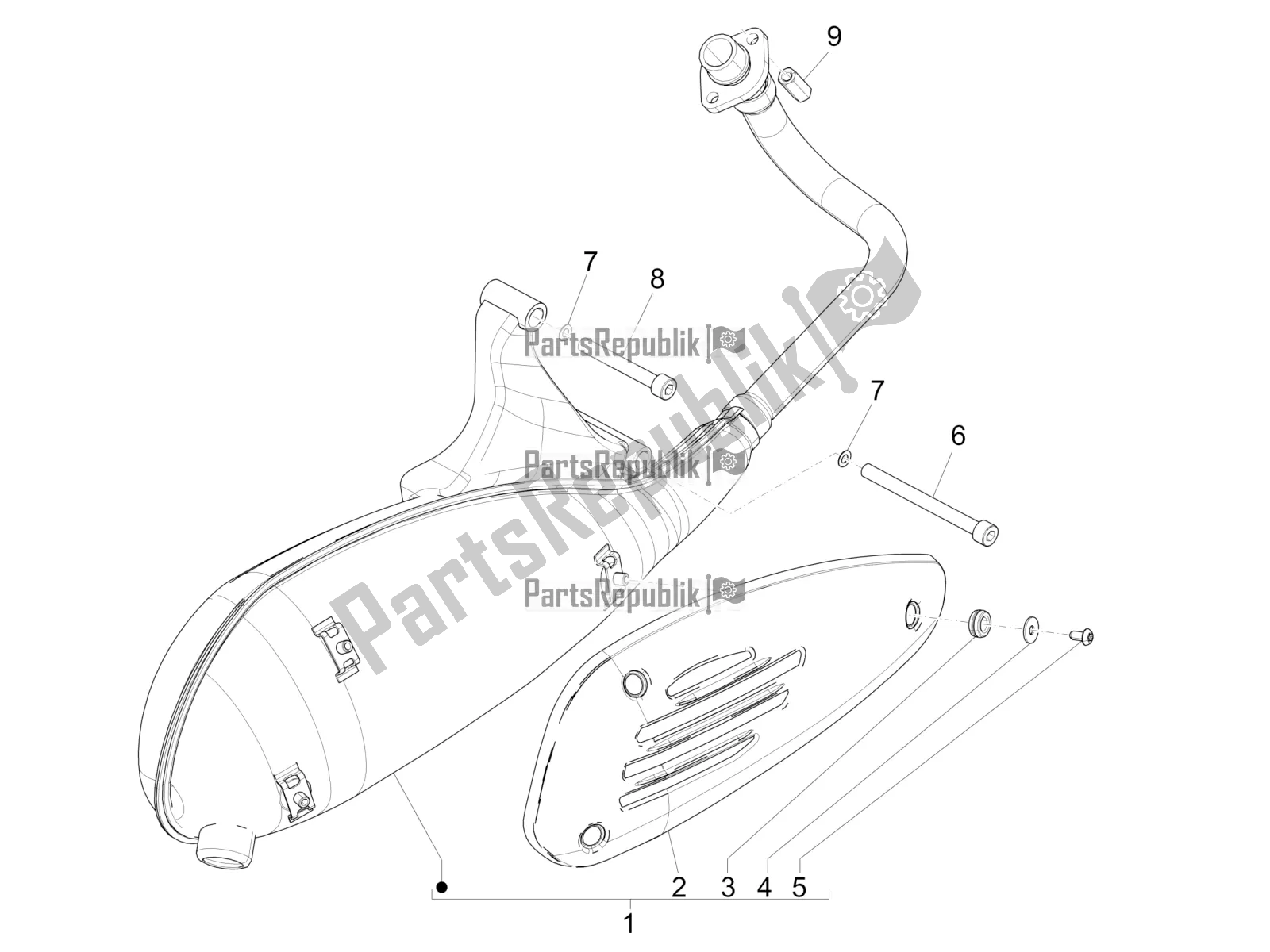 All parts for the Silencer of the Piaggio Liberty 50 4T PTT 2017