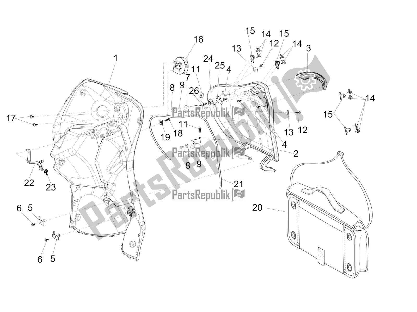 Toutes les pièces pour le Boîte à Gants Avant - Panneau De Protection Des Genoux du Piaggio Liberty 50 Corporate 2020