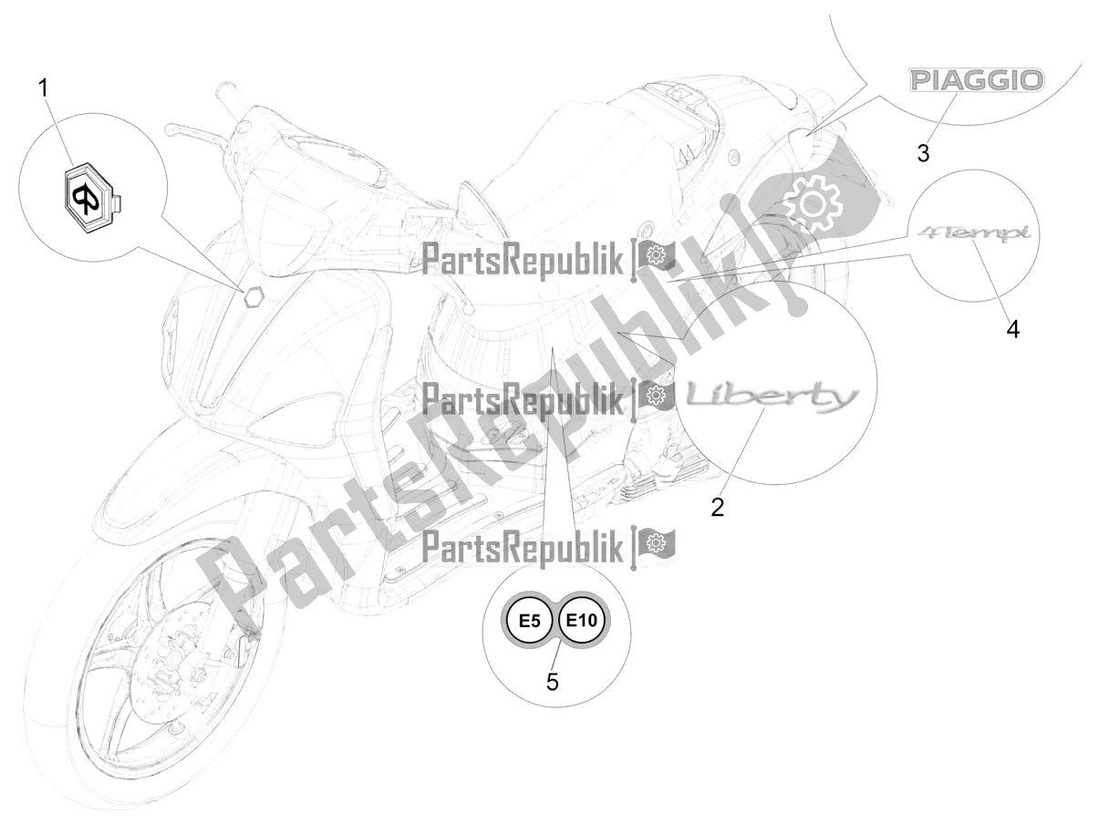 Toutes les pièces pour le Plaques - Emblèmes du Piaggio Liberty 50 Corporate 2020