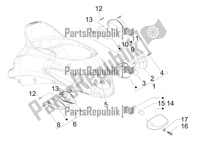 All parts for the Rear Headlamps - Turn Signal Lamps of the Piaggio Liberty 50 Corporate 2020