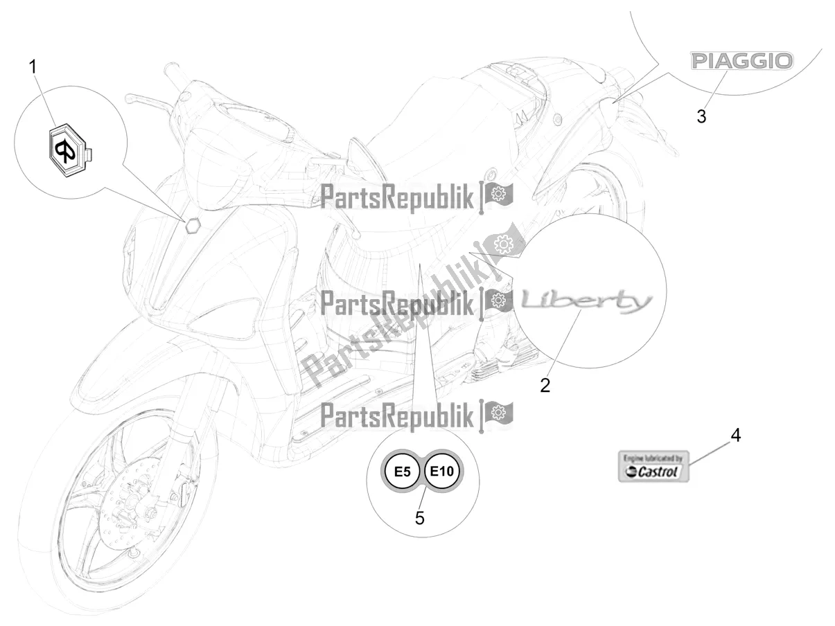 Toutes les pièces pour le Plaques - Emblèmes du Piaggio Liberty 50 Corporate 2021