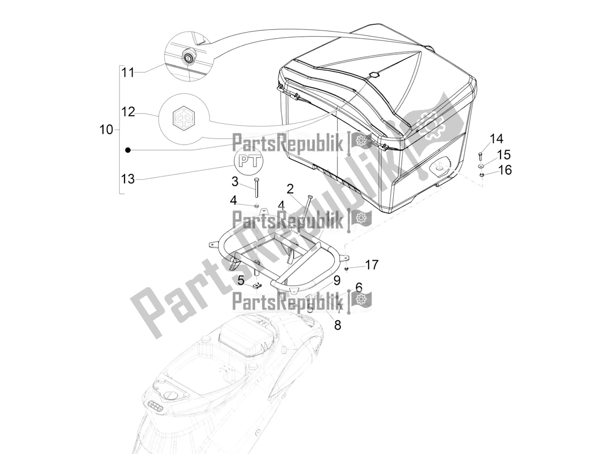 All parts for the Rear Luggage Rack of the Piaggio Liberty 50 Corporate 2021