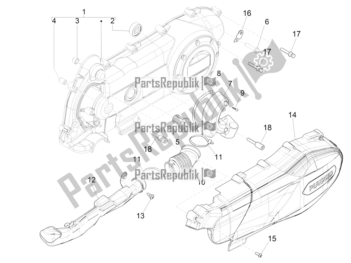 Toutes les pièces pour le Couvercle De Carter - Refroidissement Du Carter du Piaggio Liberty 50 Iget 4T 25 KM/H 2017