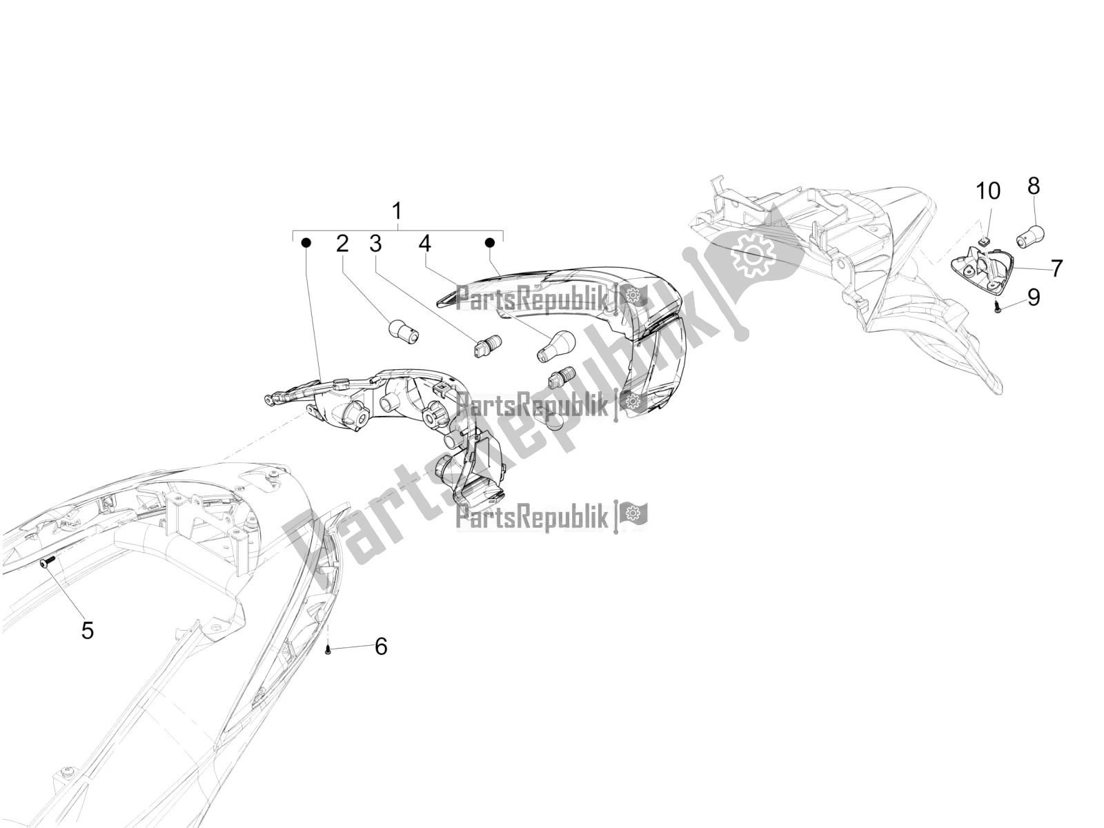 Toutes les pièces pour le Phares Arrière - Clignotants du Piaggio Liberty 50 Iget 4T 25 KM/H 2017