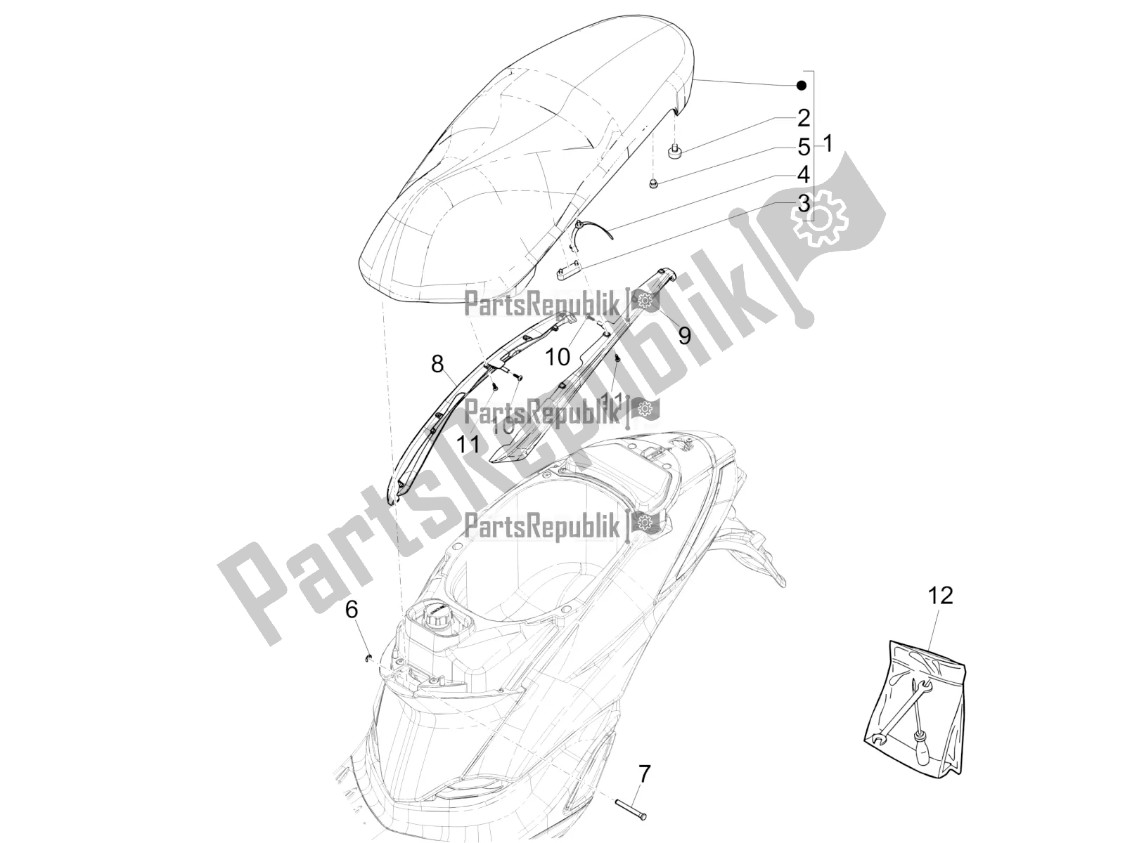 Toutes les pièces pour le Selle / Sièges du Piaggio Liberty 50 Iget 4T 25 KM/H 2017