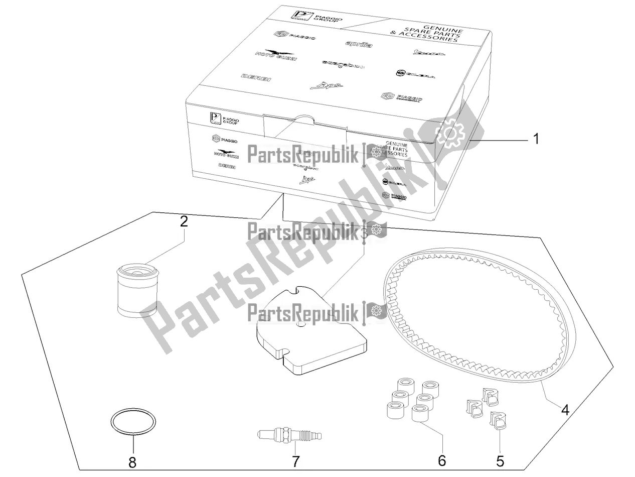 Tutte le parti per il Complete Wear And Maintenance Kit del Piaggio Liberty 50 Iget 4T 25 KM/H 2018