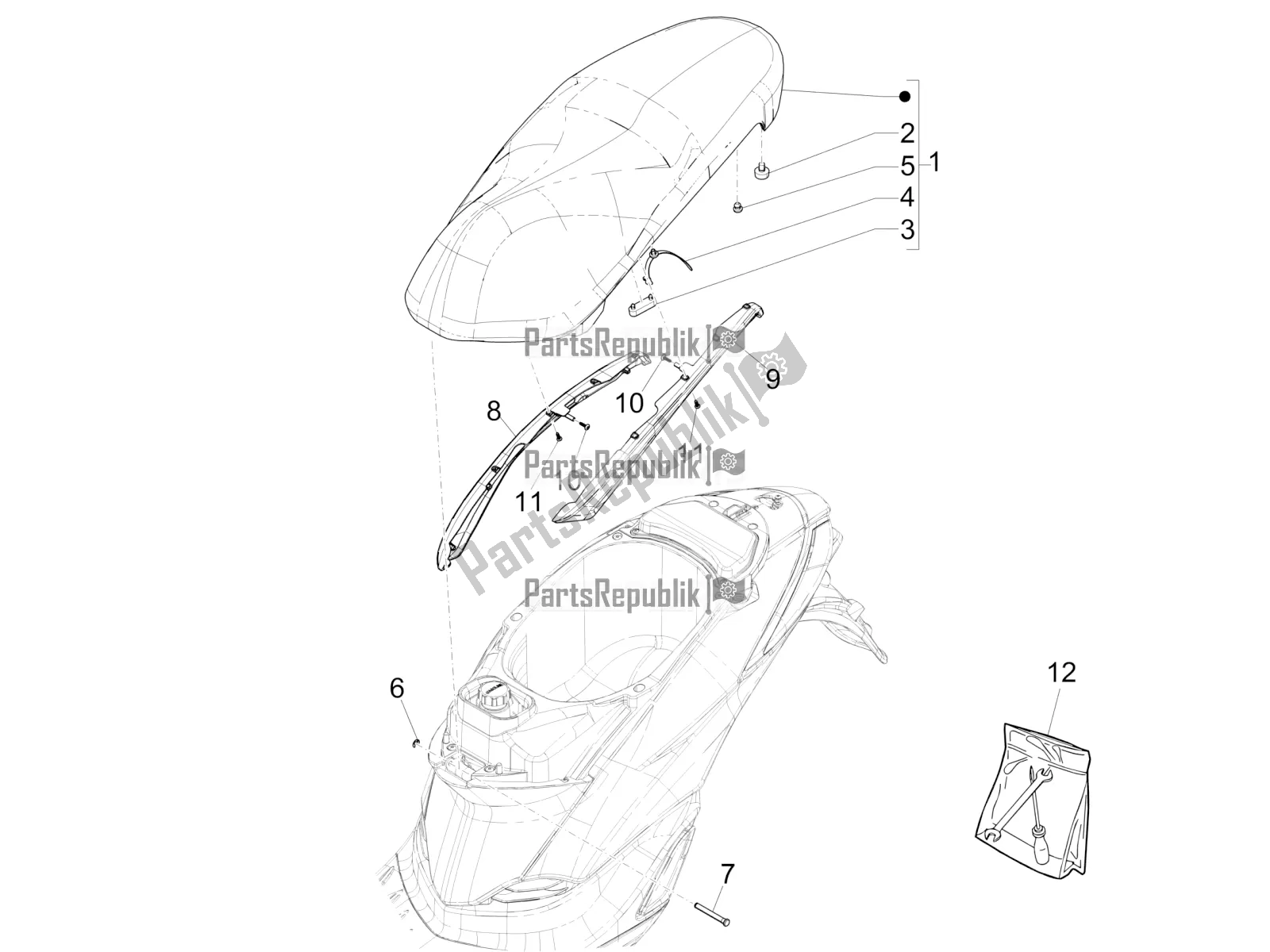 Toutes les pièces pour le Selle / Sièges du Piaggio Liberty 50 Iget 4T 25 KM/H 2018