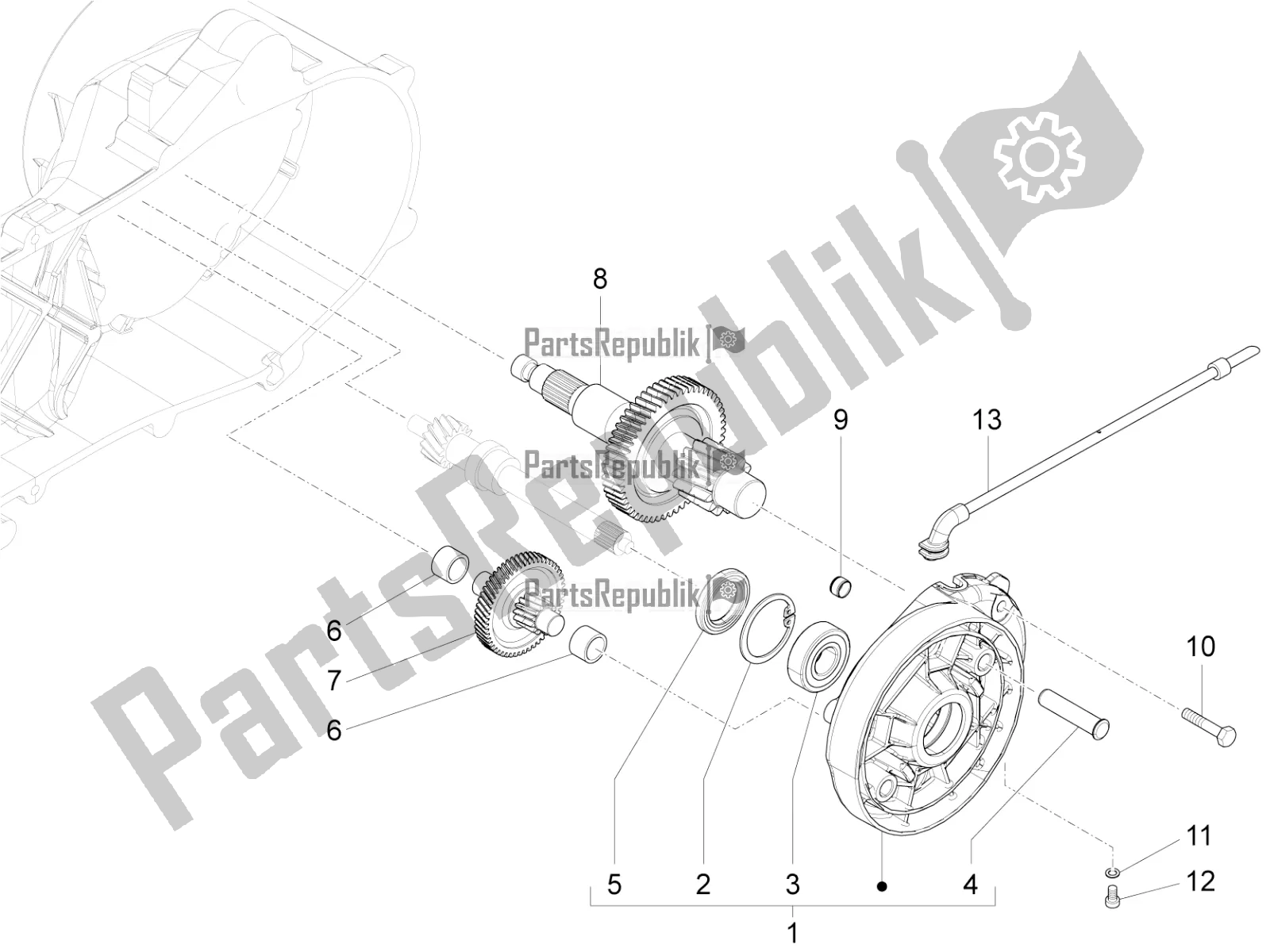 All parts for the Reduction Unit of the Piaggio Liberty 50 Iget 4T 25 KM/H 2019