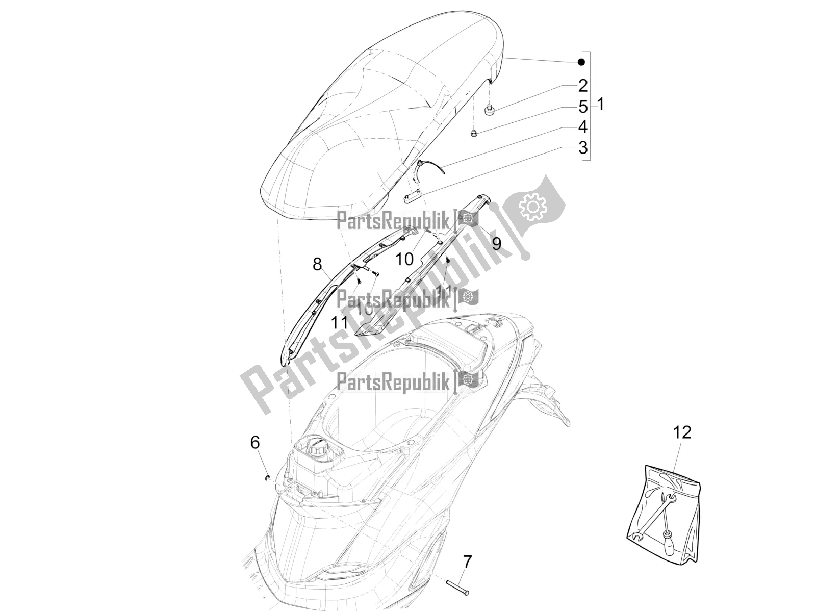 Toutes les pièces pour le Selle / Sièges du Piaggio Liberty 50 Iget 4T 25 KM/H 2019