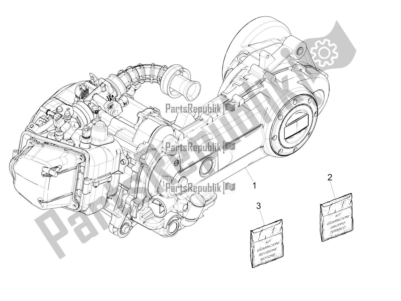 Alle onderdelen voor de Motor Assemblage van de Piaggio Liberty 50 Iget 4T 3V 2016