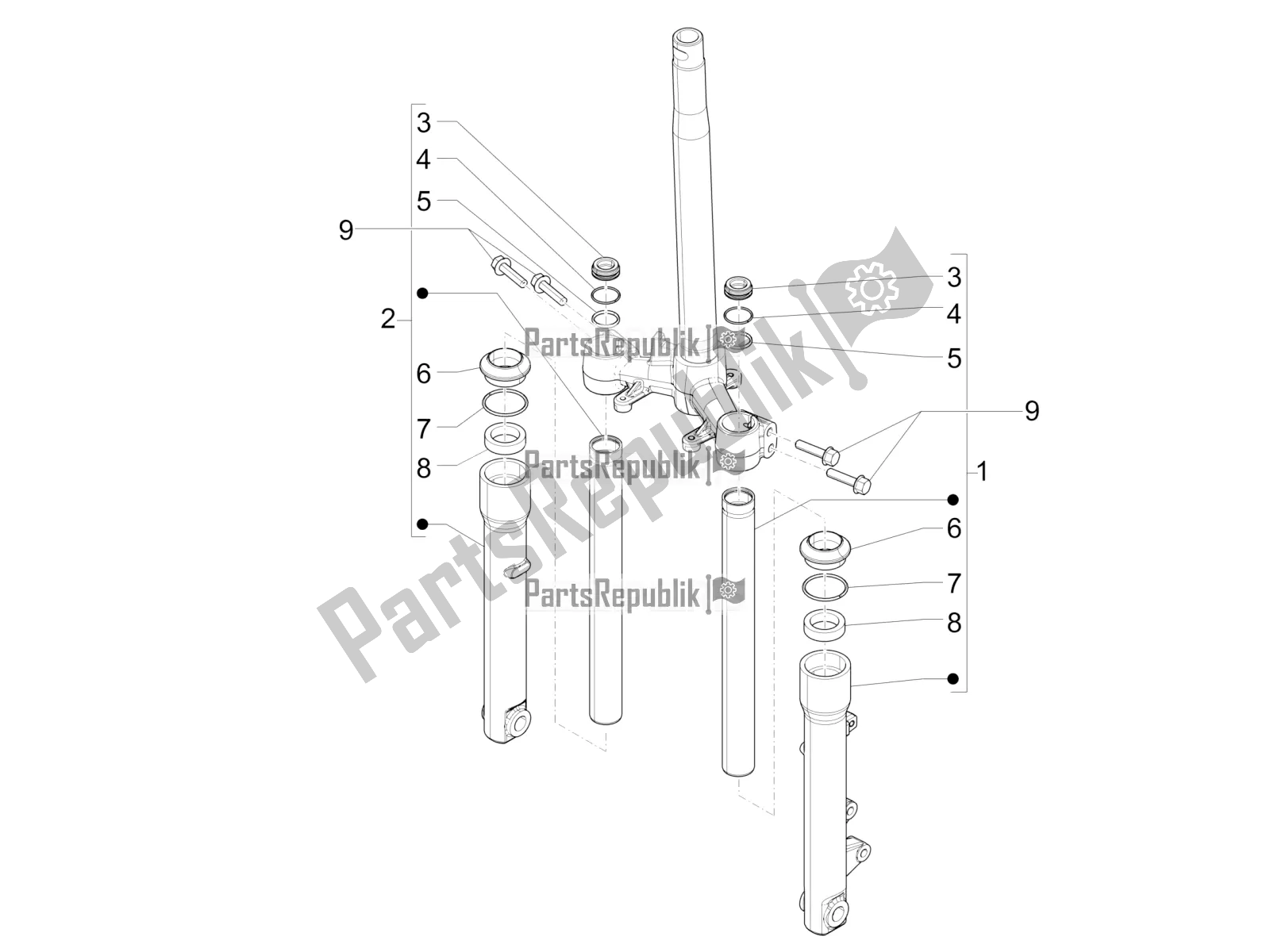 Toutes les pièces pour le Composants De La Fourche (wuxi Top) du Piaggio Liberty 50 Iget 4T 3V 2016