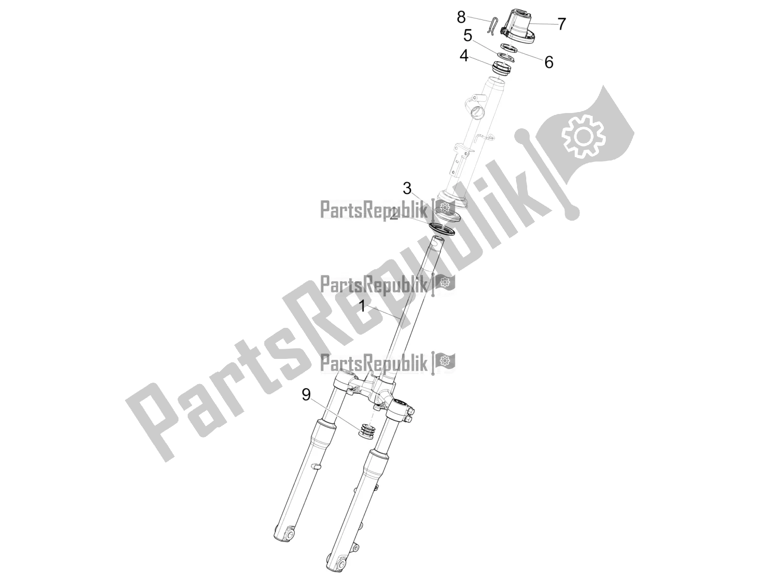 Tutte le parti per il Forcella / Tubo Sterzo - Unità Cuscinetto Sterzo del Piaggio Liberty 50 Iget 4T 3V 2016