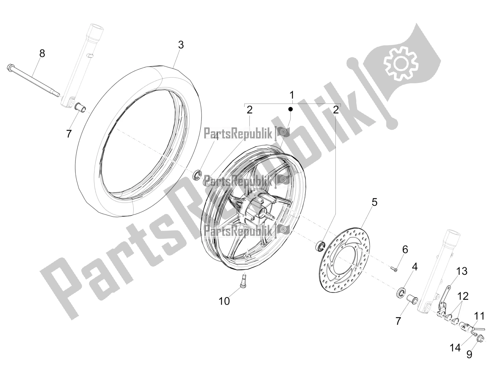 Toutes les pièces pour le Roue Avant du Piaggio Liberty 50 Iget 4T 3V 2016