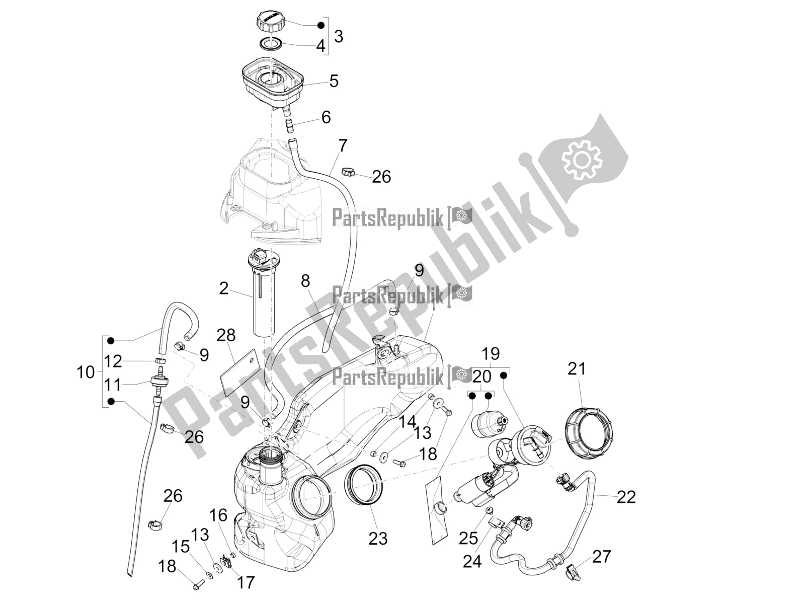 Toutes les pièces pour le Réservoir D'essence du Piaggio Liberty 50 Iget 4T 3V 2016