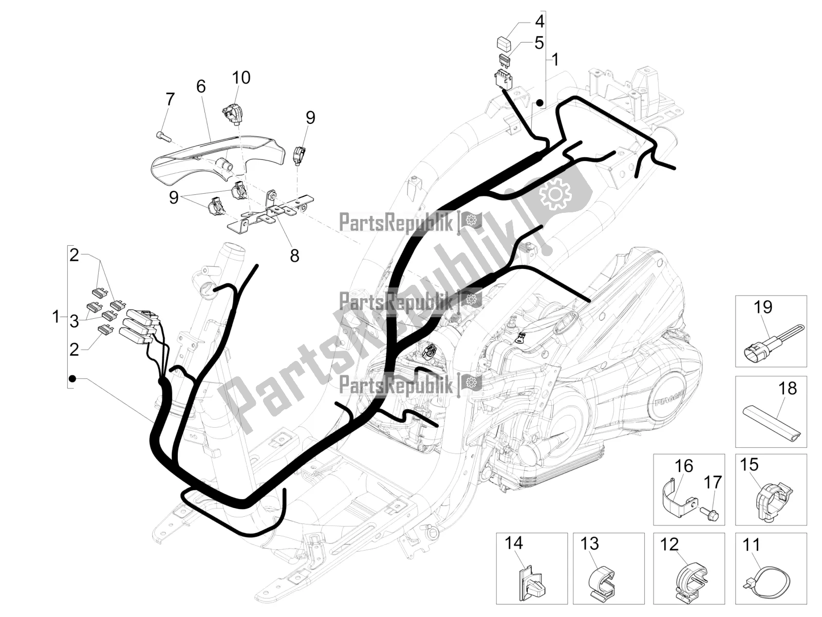 Toutes les pièces pour le Faisceau De Câbles Principal du Piaggio Liberty 50 Iget 4T 3V 2016