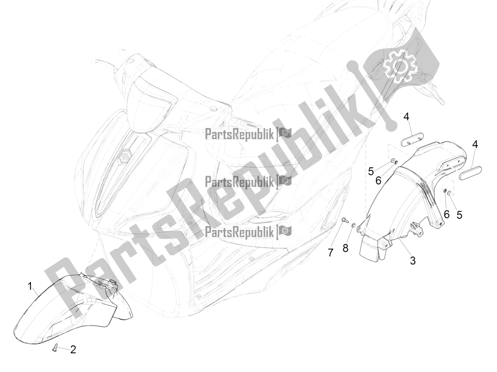 Toutes les pièces pour le Logement De Roue - Garde-boue du Piaggio Liberty 50 Iget 4T 3V 2016