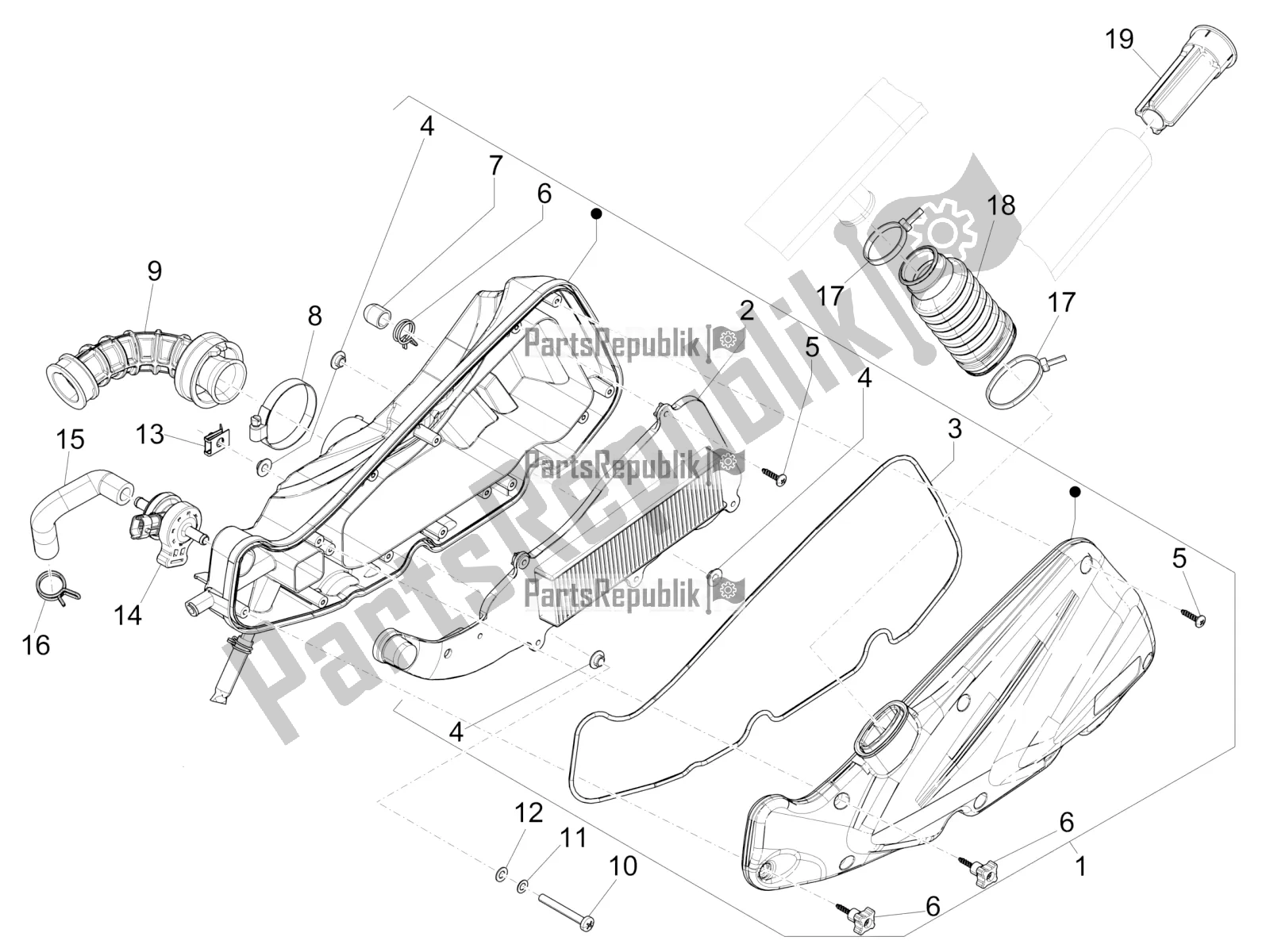 Toutes les pièces pour le Filtre à Air du Piaggio Liberty 50 Iget 4T 3V 2017