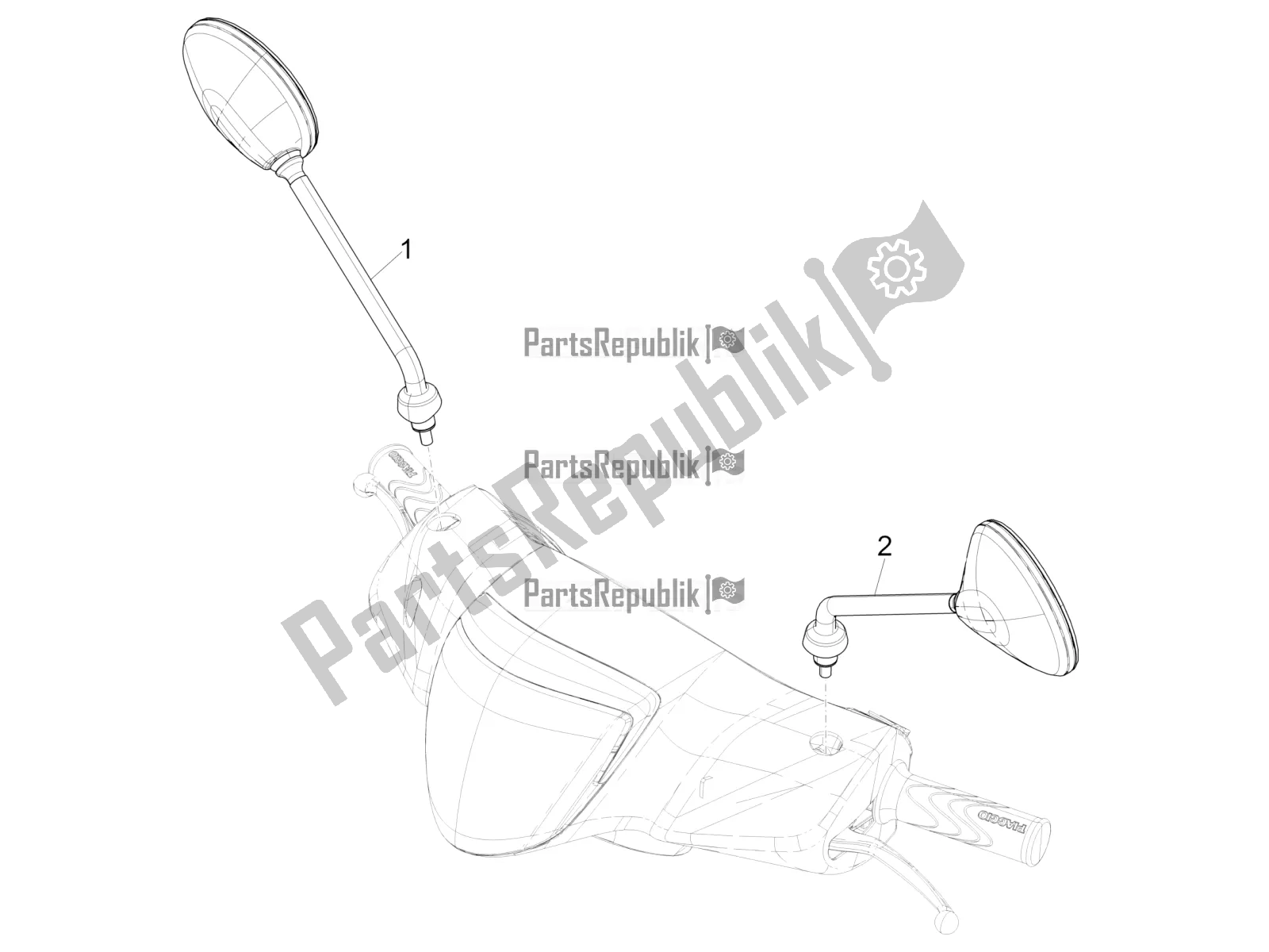 Toutes les pièces pour le Miroir (s) De Conduite du Piaggio Liberty 50 Iget 4T 3V 2017