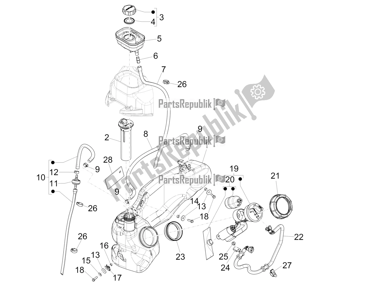 Toutes les pièces pour le Réservoir D'essence du Piaggio Liberty 50 Iget 4T 3V 2017