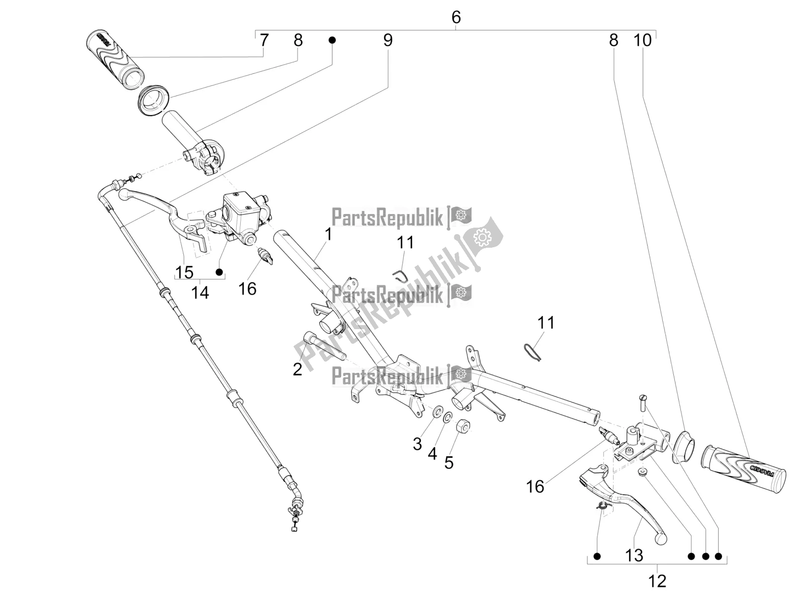 Toutes les pièces pour le Guidon - Master Cil. Du Piaggio Liberty 50 Iget 4T 3V 2017