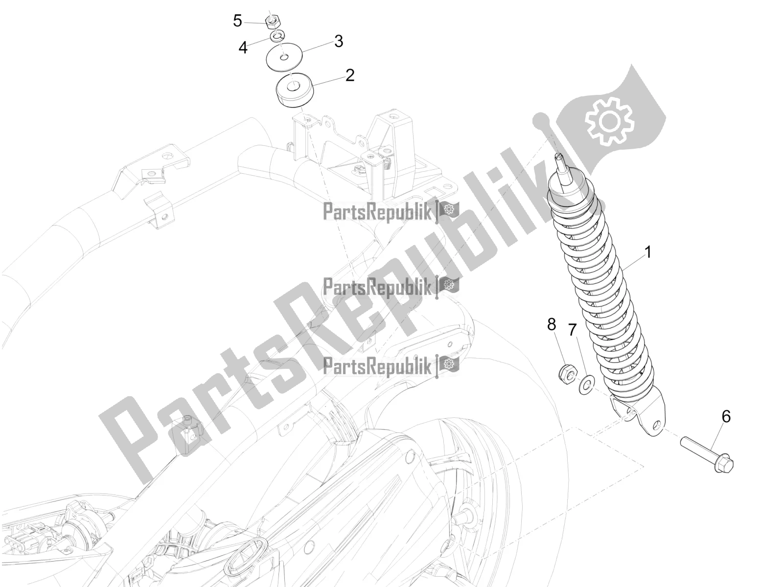 Toutes les pièces pour le Suspension Arrière - Amortisseur / S du Piaggio Liberty 50 Iget 4T 3V 2017