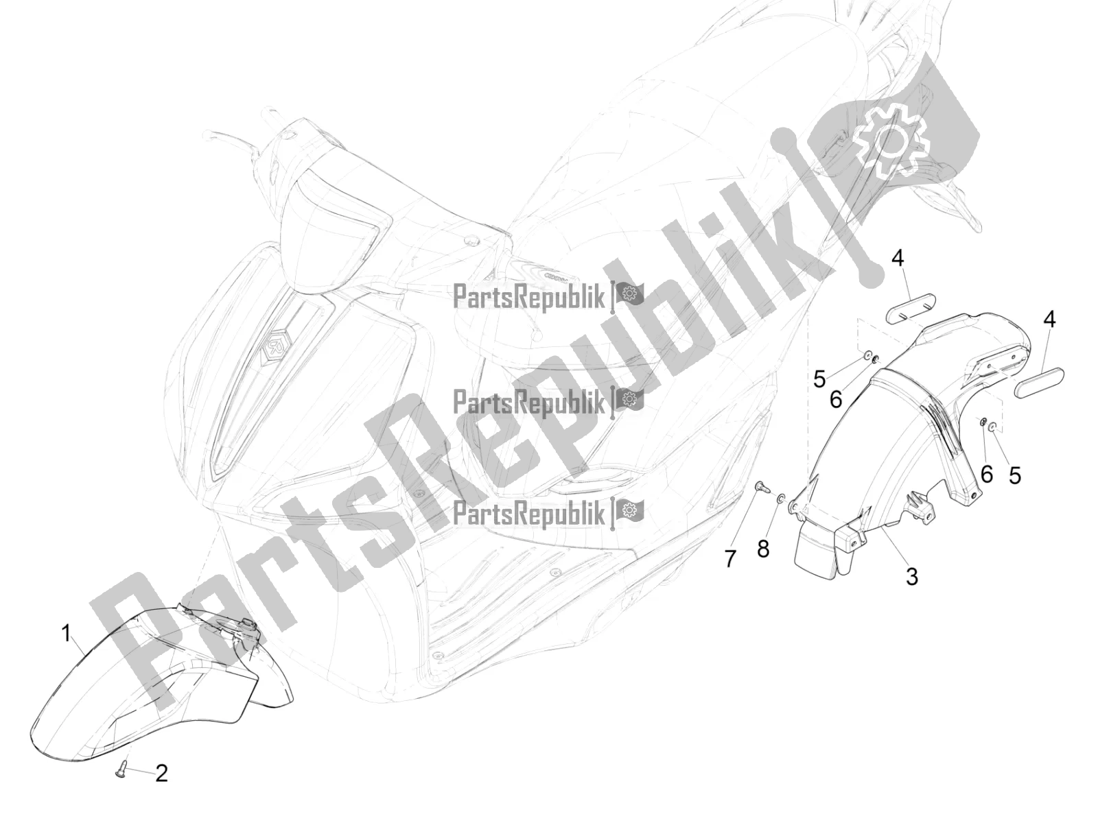 Toutes les pièces pour le Logement De Roue - Garde-boue du Piaggio Liberty 50 Iget 4T 3V 2017