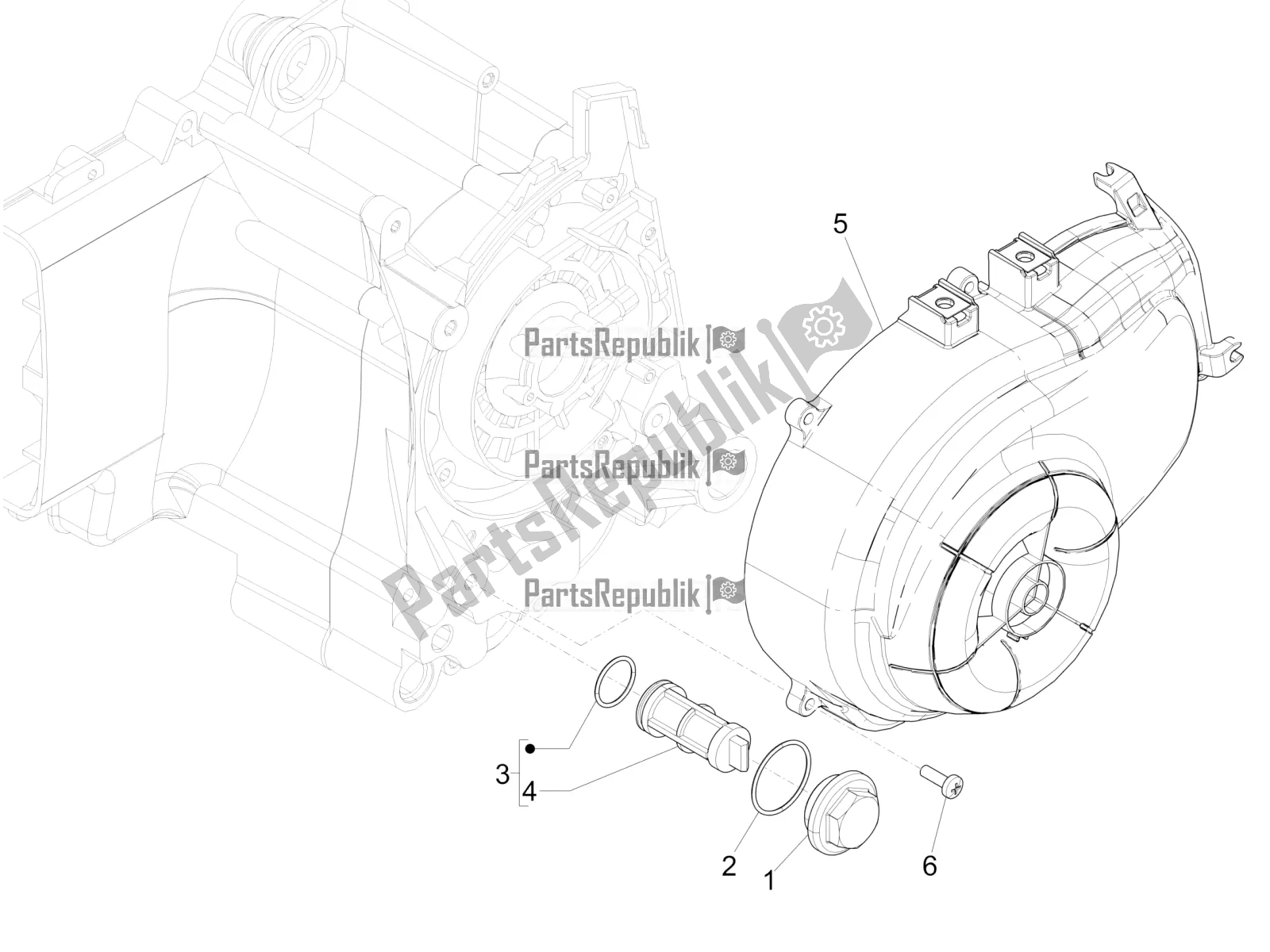 All parts for the Flywheel Magneto Cover - Oil Filter of the Piaggio Liberty 50 Iget 4T 3V Posta 2018