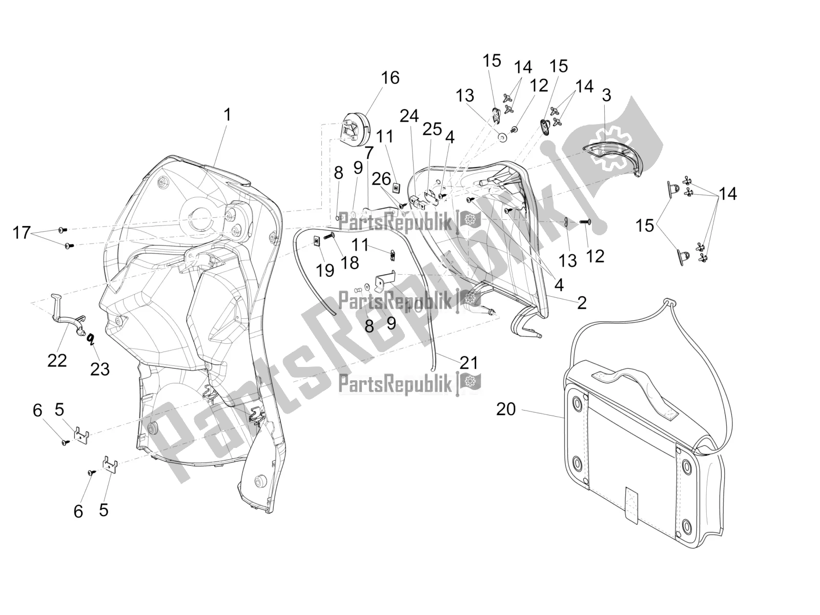 Wszystkie części do Przedni Schowek - Panel Ochraniaj? Cy Kolana Piaggio Liberty 50 Iget 4T 3V Posta 2018