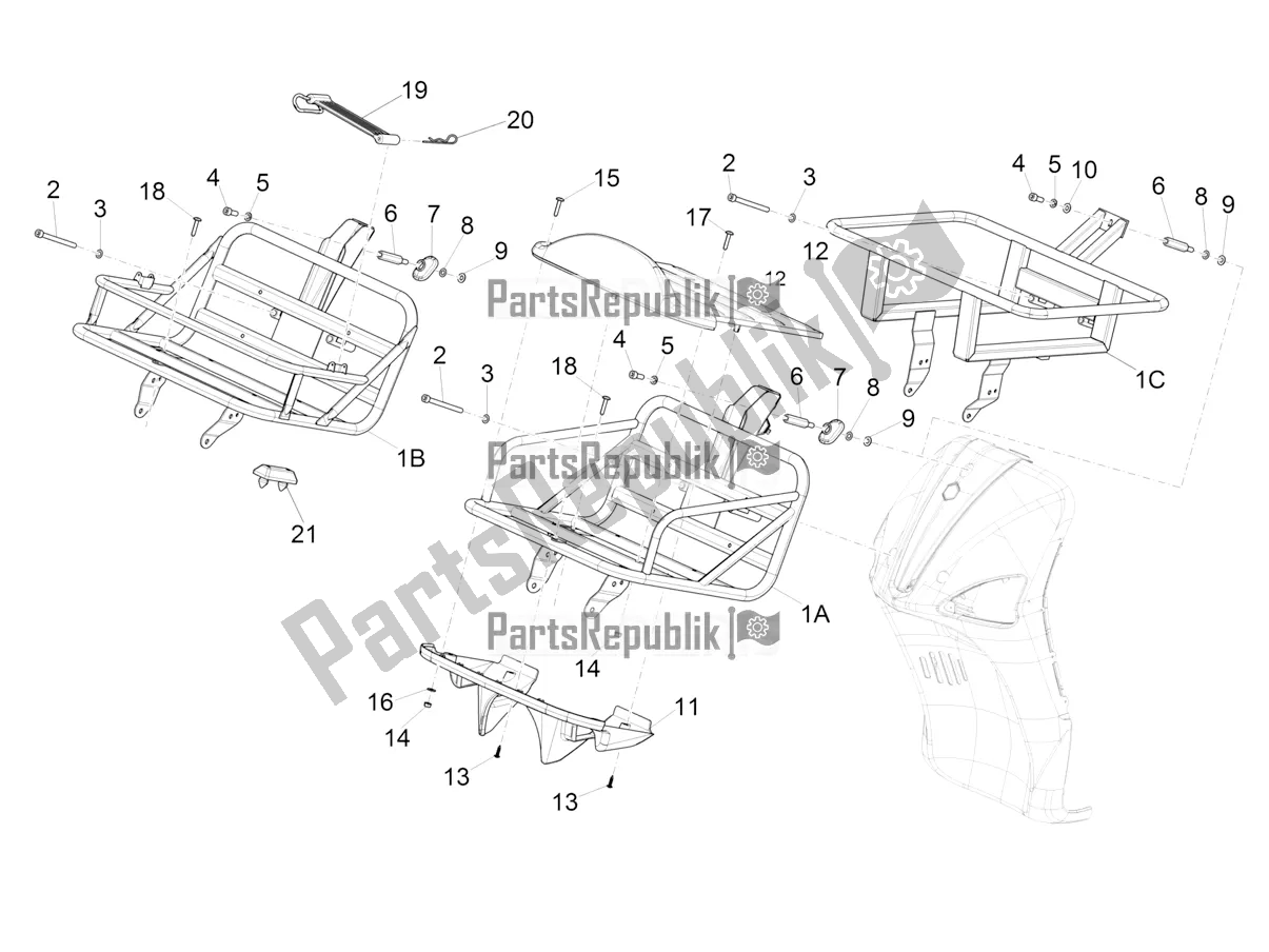 Tutte le parti per il Portapacchi Anteriore del Piaggio Liberty 50 Iget 4T 3V Posta 2018
