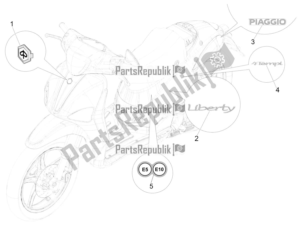 Tutte le parti per il Piatti - Emblemi del Piaggio Liberty 50 Iget 4T 3V Posta 2018