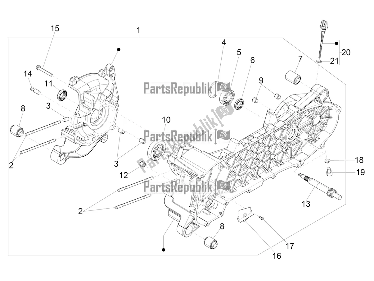 Todas las partes para Caja Del Cigüeñal de Piaggio Liberty 50 Iget 4T 3V Posta 2019