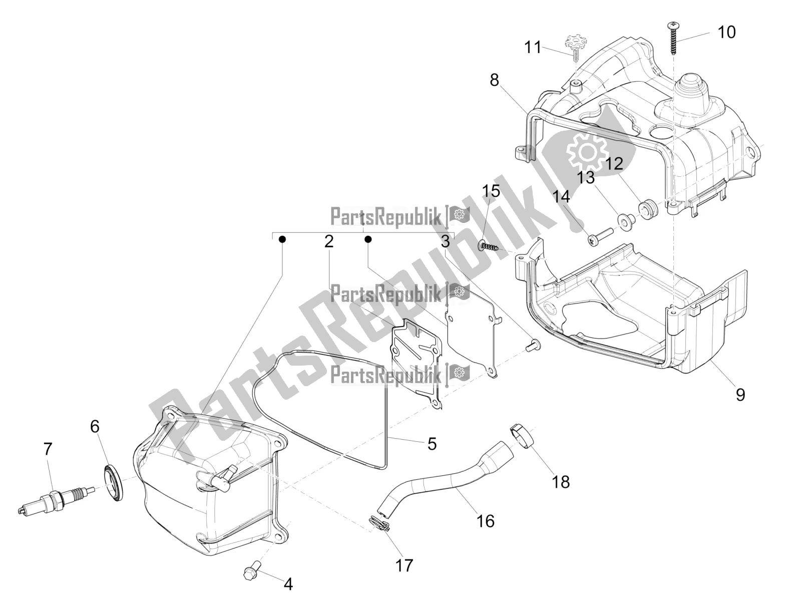 Todas las partes para Cubierta De Tapa De Cilindro de Piaggio Liberty 50 Iget 4T 3V Posta 2019